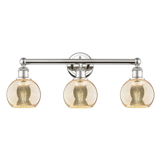 Innovations Athens 24in 3-Light Bath Vanity | Industrial Polished Nickel Steel and Mercury Glass | Bathroom Vanity | 23.88 x 7.44 | Model 616-3W-PN-G128-6