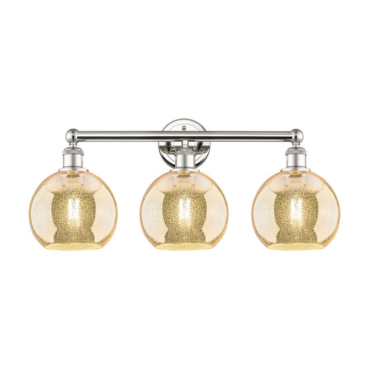 Innovations Athens 26in 3-Light Bath Vanity Light | Industrial Polished Nickel and Mercury Glass | Bathroom Vanity | 26 x 12.25 x | Model 616-3W-PN-G128-8