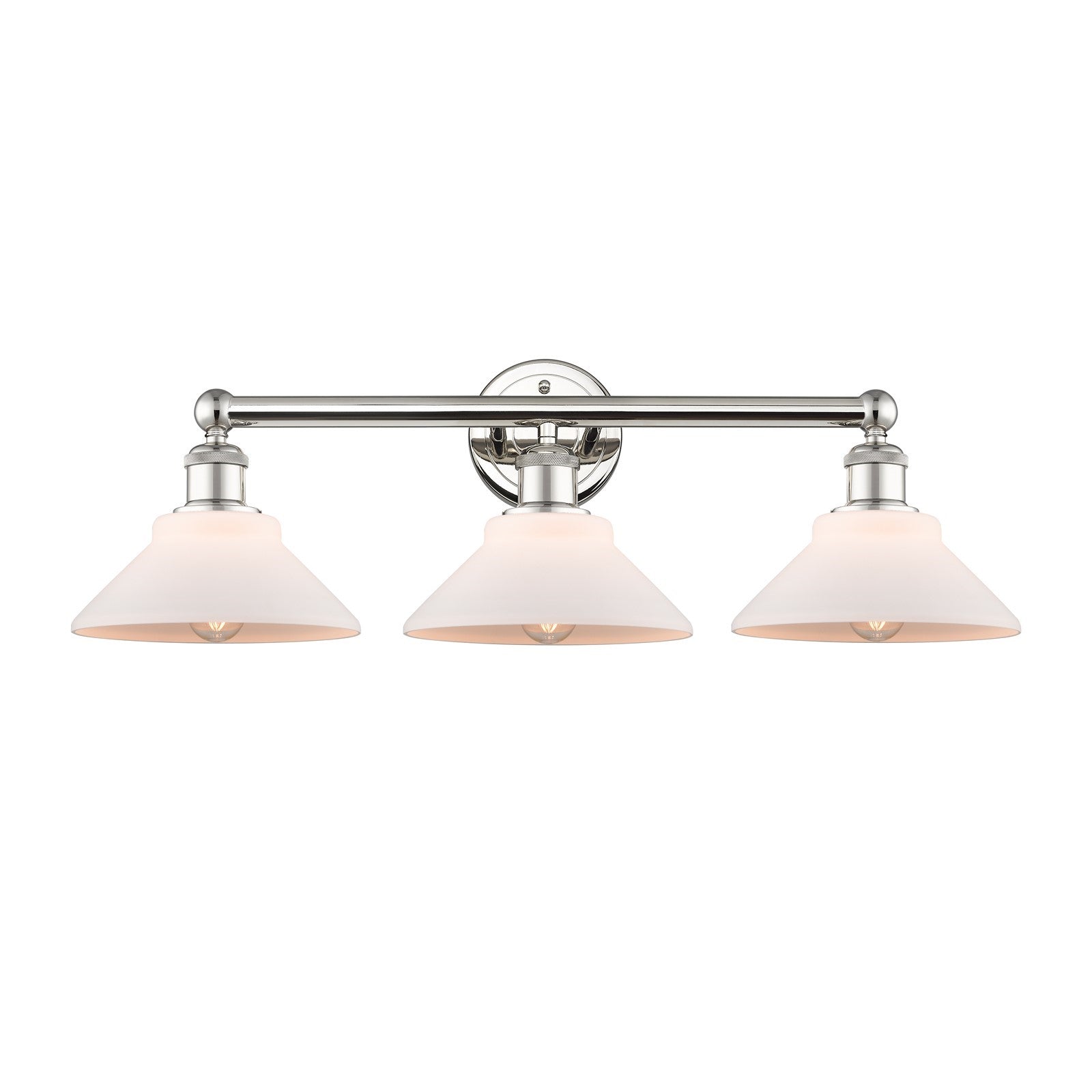 Innovations Orwell 26in 3-Light Bath Vanity Light | Industrial Polished Nickel and Matte White Glass | Bathroom Vanity | 26.38 x | Model 616-3W-PN-G131