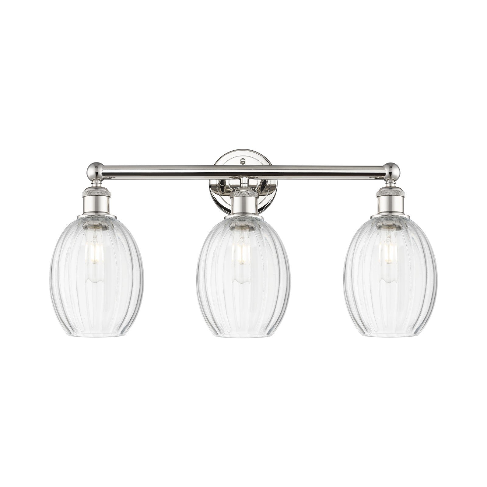 Innovations Preston Bulb 24in 3-Light Bath Vanity Light | Industrial Polished Nickel and Clear Glass | Bathroom Vanity | 24.25 | Model 616-3W-PN-G459-6CL