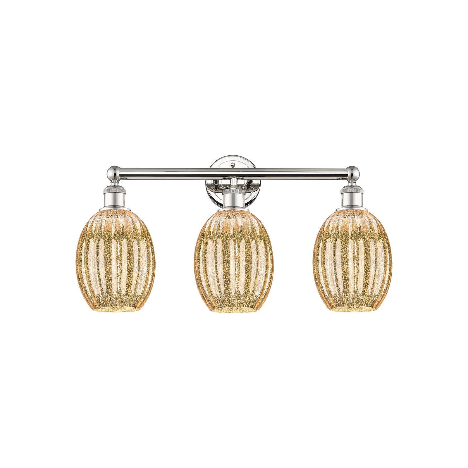 Innovations Preston Bulb 24in 3-Light Bath Vanity Light | Industrial Polished Nickel and Mercury Glass | Bathroom Vanity | Model 616-3W-PN-G459-6ME