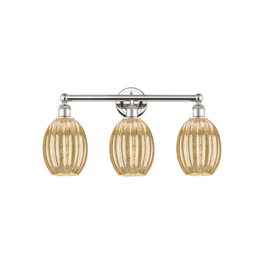 Innovations Preston Bulb 24in 3-Light Bath Vanity Light | Industrial Polished Nickel and Mercury Glass | Bathroom Vanity | Model 616-3W-PN-G459-6ME