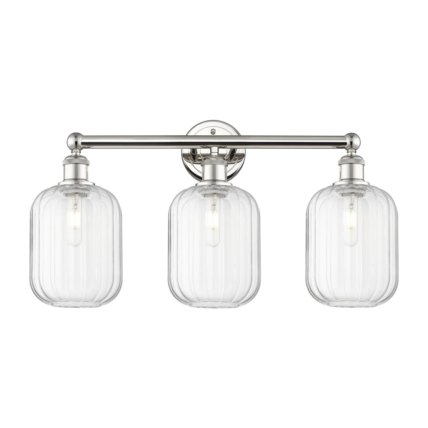 Innovations Preston Cylinder 25in 3-Light Bath Vanity | Industrial Polished Nickel Steel and Clear Glass | Bathroom Vanity | Model 616-3W-PN-G460-7CL