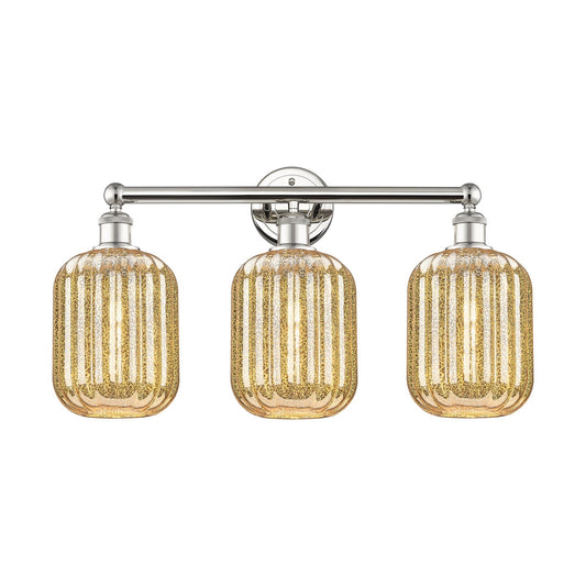 Innovations Preston Cylinder 25in 3-Light Bath Vanity | Industrial Polished Nickel Steel and Mercury Glass | Bathroom Vanity & | Model 616-3W-PN-G460-7ME