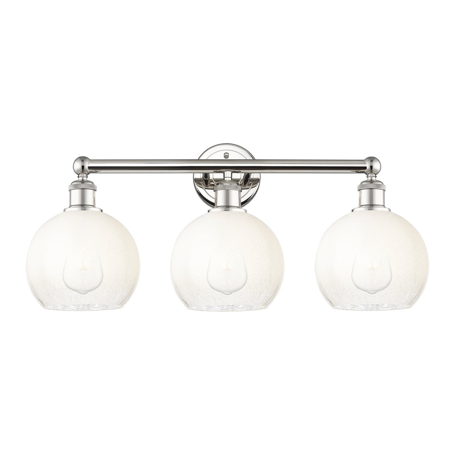 Innovations Brookhaven Globe 26in 3-Light Bath Vanity Light | Industrial Modern Contempo Polished Nickel and Opal Glass | Model 616-3W-PN-G483-8OP
