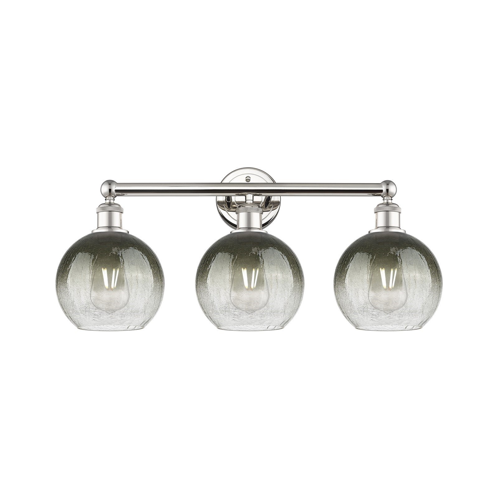 Innovations Brookhaven Globe 26in 3-Light Bath Vanity Light | Industrial Polished Nickel Steel and Slate Glass | Bathroom | Model 616-3W-PN-G483-8SL