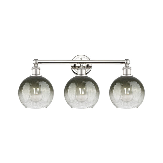 Innovations Brookhaven Globe 26in 3-Light Bath Vanity Light | Industrial Polished Nickel Steel and Slate Glass | Bathroom | Model 616-3W-PN-G483-8SL