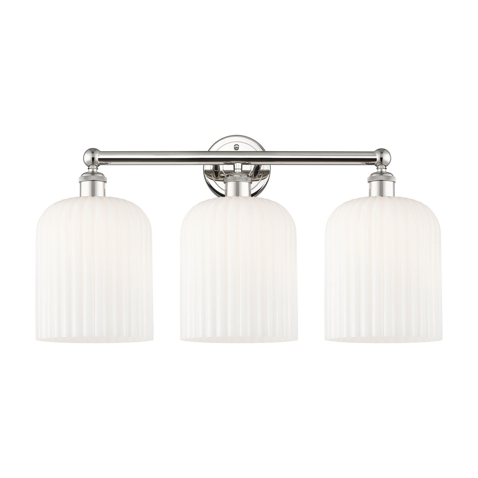Innovations Bridal Veil 23in 3-Light Bath Vanity Light | Art Nouveau Polished Nickel and Gloss White Ribbed Glass | Bathroom | Model 616-3W-PN-G559-8GWH