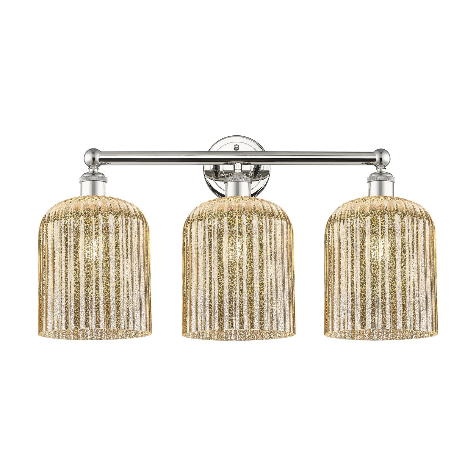 Innovations Bridal Veil 23in 3-Light Bath Vanity | Art Nouveau Polished Nickel and Mercury Ribbed Glass | Bathroom & Powder | Model 616-3W-PN-G559-8ME