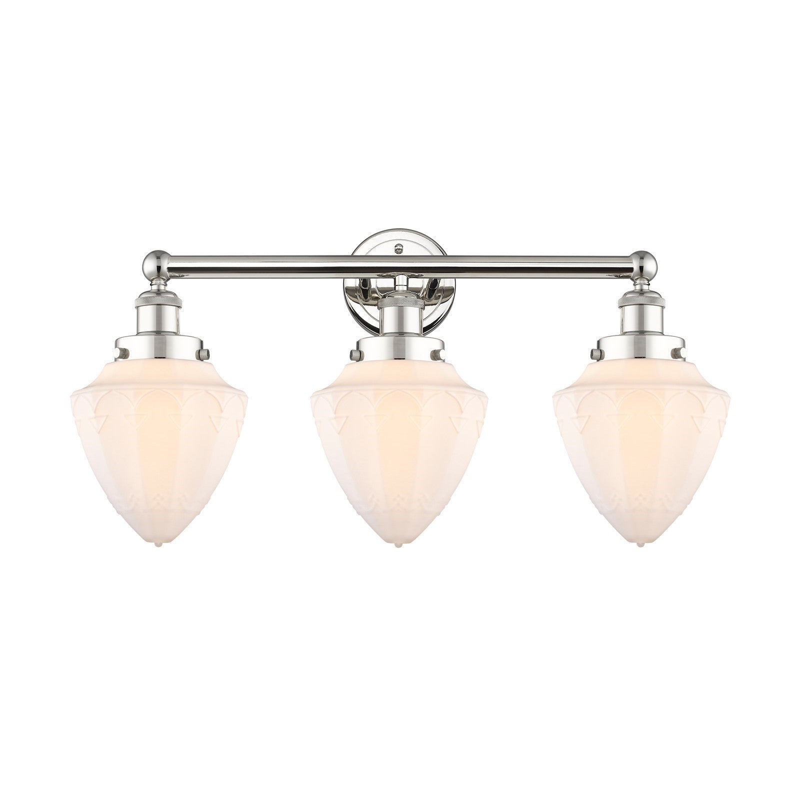 Innovations Bullet 25in 3-Light Bath Vanity Light | Industrial Polished Nickel and Matte White Frosted Glass | Bathroom Vanity & | Model 616-3W-PN-G661-7