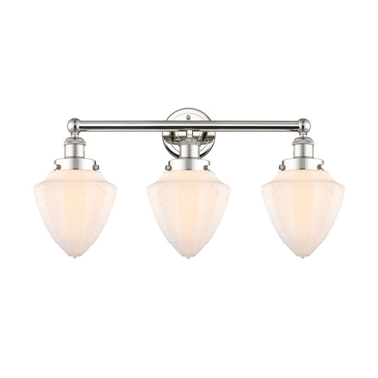 Innovations Bullet 25in 3-Light Bath Vanity Light | Industrial Polished Nickel and Matte White Frosted Glass | Bathroom Vanity & | Model 616-3W-PN-G661-7