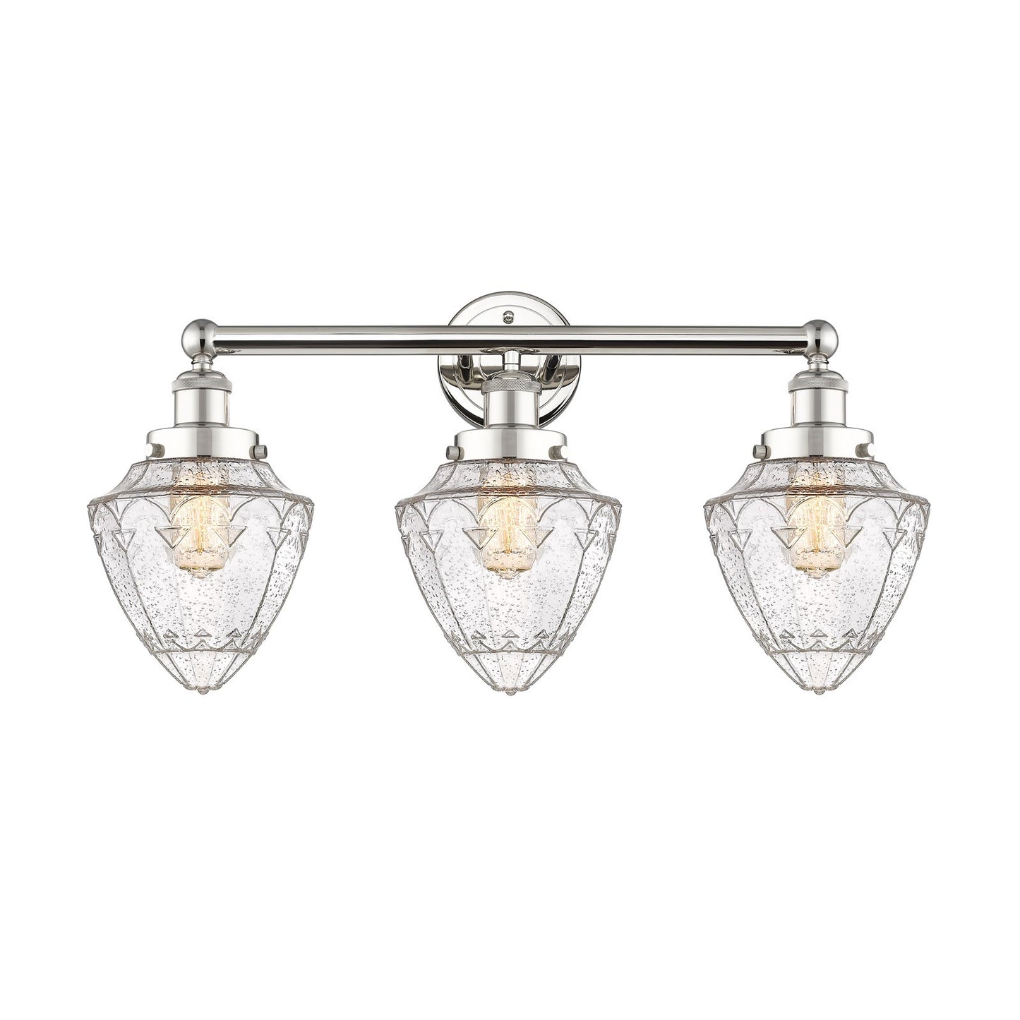 Innovations Bullet 25in 3-Light Bath Vanity Light | Industrial Polished Nickel Steel and Seedy Glass | Bathroom Vanity | 25 x | Model 616-3W-PN-G664-7
