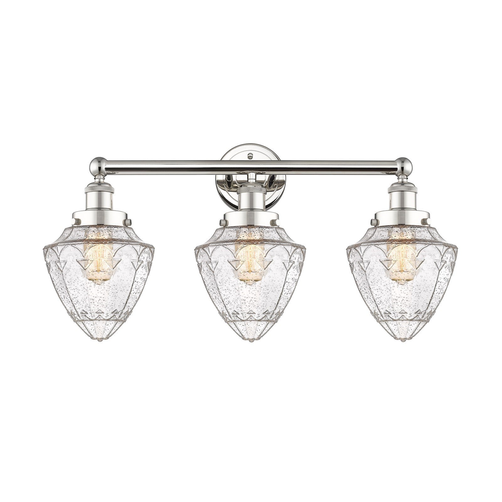 Innovations Bullet 25in 3-Light Bath Vanity Light | Industrial Polished Nickel Steel and Seedy Glass | Bathroom Vanity | 25 x | Model 616-3W-PN-G664-7