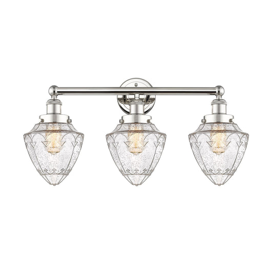 Innovations Bullet 25in 3-Light Bath Vanity Light | Industrial Polished Nickel Steel and Seedy Glass | Bathroom Vanity | 25 x | Model 616-3W-PN-G664-7
