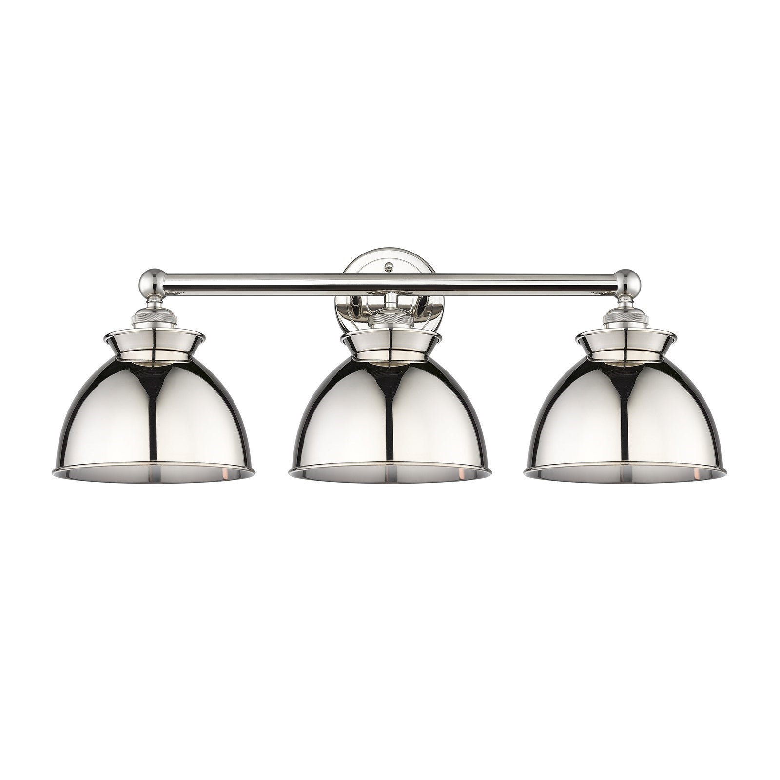 Innovations Adirondack 26in 3-Light Bath Vanity Light | Industrial Farmhouse Polished Nickel Steel and Cast Brass with Polished | Model 616-3W-PN-M14-PN