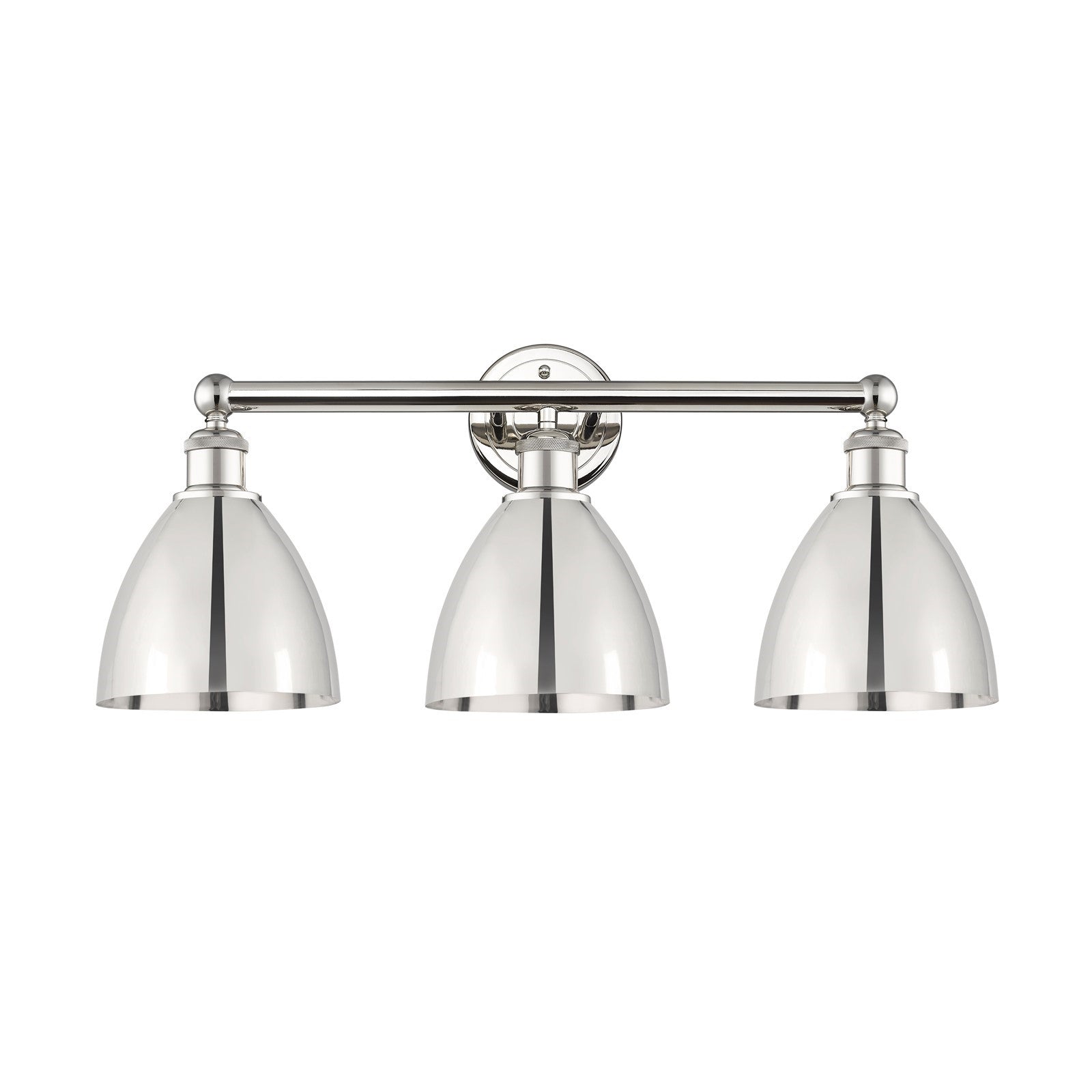 Innovations Bristol 26in 3-Light Bath Vanity Light | Industrial Polished Nickel Metal Shade | Bathroom Vanity | 25.5 x 11.75 in | Model 616-3W-PN-MBD-75-PN