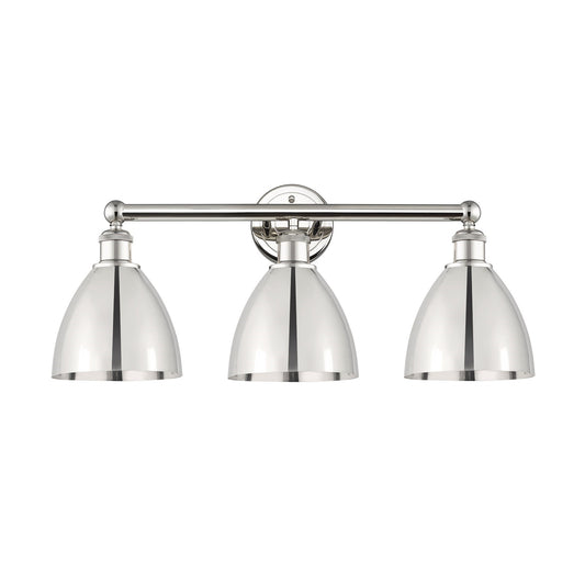 Innovations Bristol 26in 3-Light Bath Vanity Light | Industrial Polished Nickel Metal Shade | Bathroom Vanity | 25.5 x 11.75 in | Model 616-3W-PN-MBD-75-PN