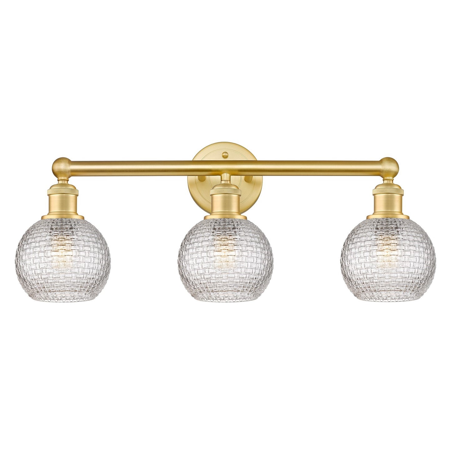 Innovations Athens 24in 3-Light Bath Vanity Light | Modern Farmhouse Satin Gold Steel and Clear Basket Weave Glass | Bathroom | Model 616-3W-SG-G122C-6CL