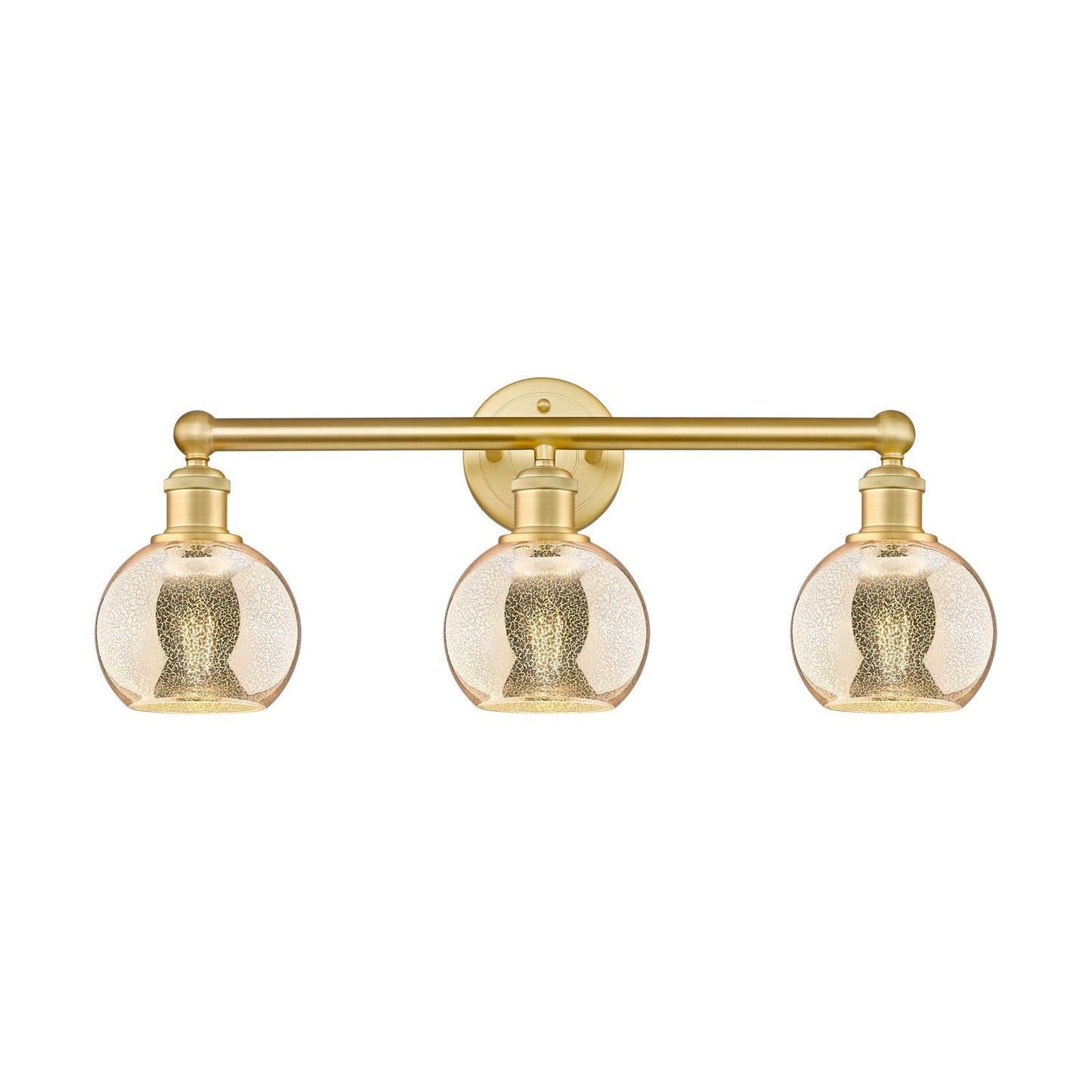 Innovations Athens 24in 3-Light Bath Vanity Light | Industrial Satin Gold Steel and Mercury Glass | Bathroom Vanity | 23.88 x | Model 616-3W-SG-G128-6