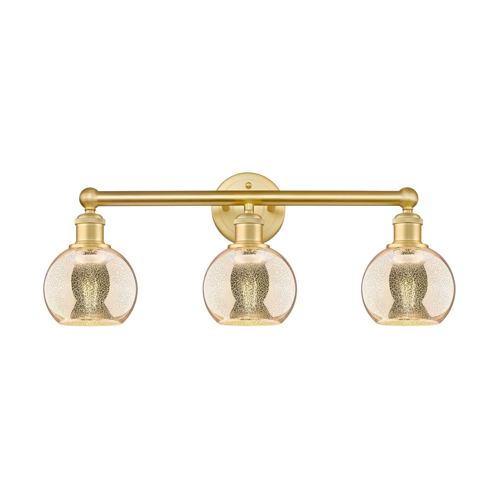 Innovations Athens 24in 3-Light Bath Vanity Light | Industrial Satin Gold Steel and Mercury Glass | Bathroom Vanity | 23.88 x | Model 616-3W-SG-G128-6