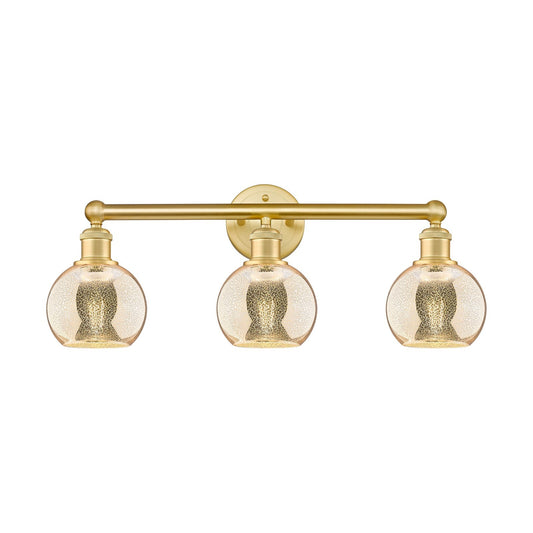 Innovations Athens 24in 3-Light Bath Vanity Light | Industrial Satin Gold Steel and Mercury Glass | Bathroom Vanity | 23.88 x | Model 616-3W-SG-G128-6