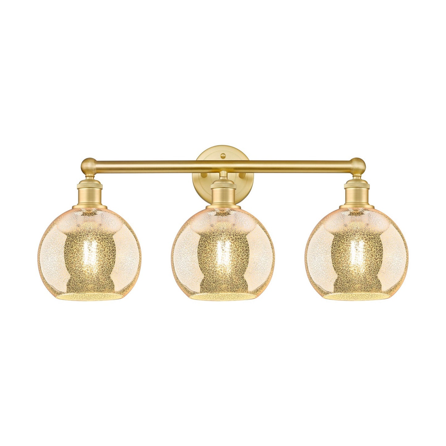 Innovations Athens 26in 3-Light Bath Vanity Light | Industrial Satin Gold Steel and Mercury Glass | Bathroom Vanity | 26 x 12.25 | Model 616-3W-SG-G128-8