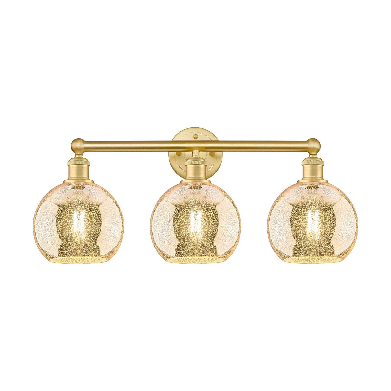 Innovations Athens 26in 3-Light Bath Vanity Light | Industrial Satin Gold Steel and Mercury Glass | Bathroom Vanity | 26 x 12.25 | Model 616-3W-SG-G128-8