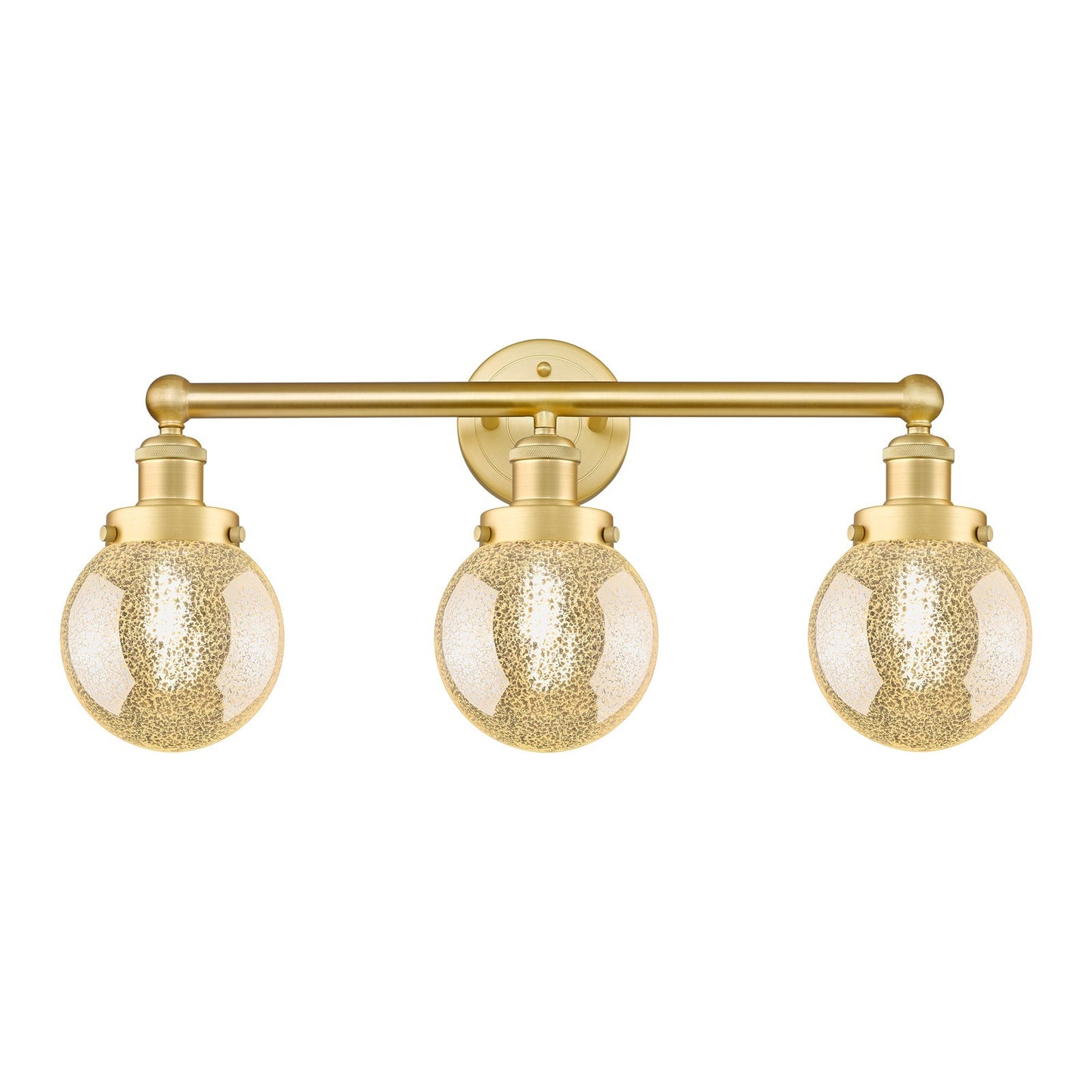 Innovations Beacon 24in 3-Light Bath Vanity Light | Industrial Satin Gold Steel and Mercury Glass | Bathroom Vanity & Powder Room | Model 616-3W-SG-G208-6