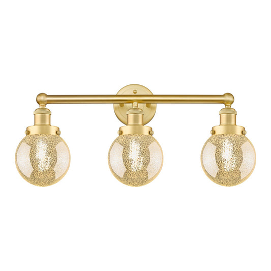 Innovations Beacon 24in 3-Light Bath Vanity Light | Industrial Satin Gold Steel and Mercury Glass | Bathroom Vanity & Powder Room | Model 616-3W-SG-G208-6