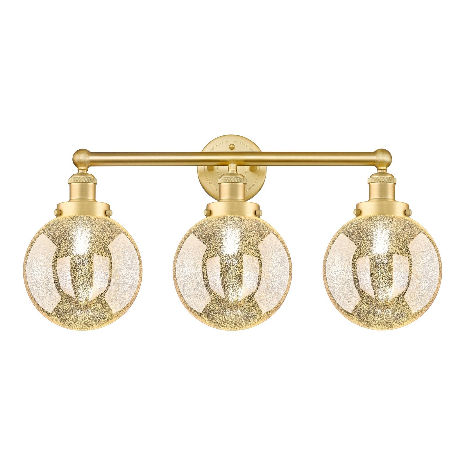 Innovations Beacon 26in 3-Light Bath Vanity Light | Industrial Satin Gold Steel and Mercury Glass | Bathroom Vanity | 26 x 13.62 | Model 616-3W-SG-G208-8