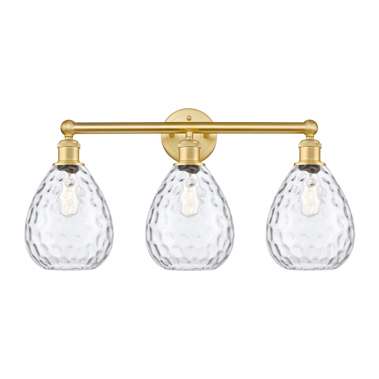 Innovations Waverly 26in 3-Light Bath Vanity Light | Industrial Satin Gold Steel and Clear Glass | Bathroom Vanity | 26 x 14.25 x | Model 616-3W-SG-G372