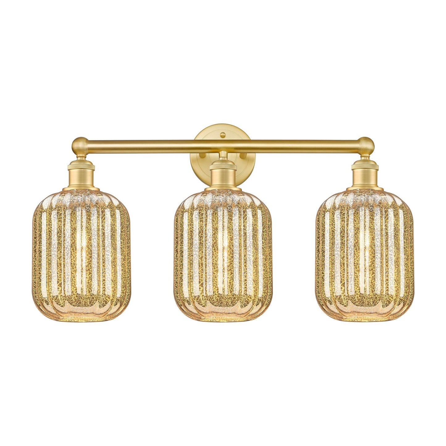 Innovations Preston Cylinder 25in 3-Light Bath Vanity | Industrial Satin Gold Steel and Mercury Glass | Bathroom Vanity | 24.75 | Model 616-3W-SG-G460-7ME