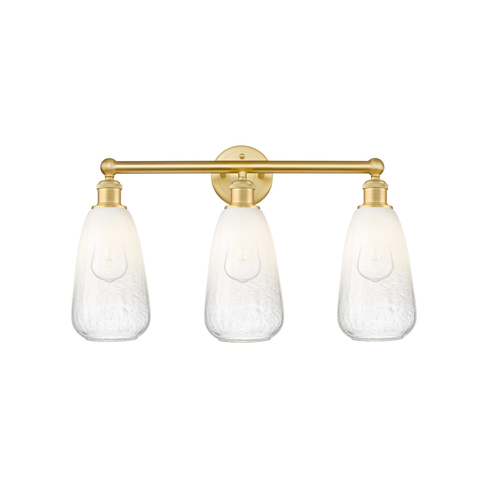 Innovations Brookhaven Almond 24in 3-Light Bath Vanity Light | Industrial Satin Gold Steel and Opal Glass | Damp Rated Bathroom | Model 616-3W-SG-G480-6OP