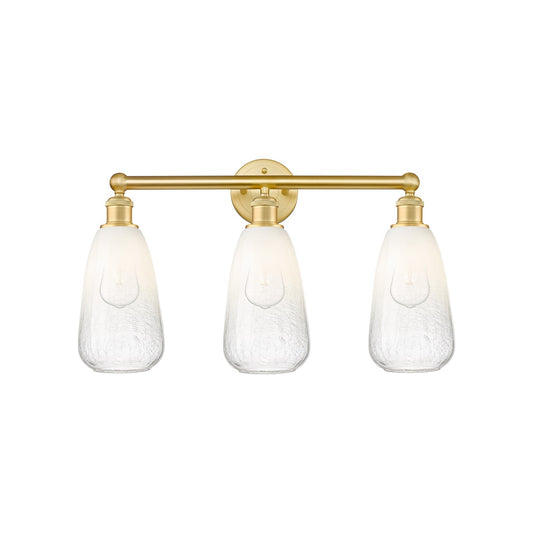 Innovations Brookhaven Almond 24in 3-Light Bath Vanity Light | Industrial Satin Gold Steel and Opal Glass | Damp Rated Bathroom | Model 616-3W-SG-G480-6OP