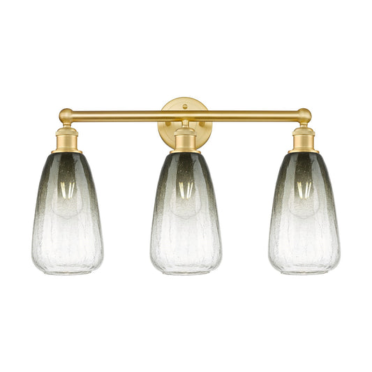 Innovations Brookhaven Almond 24in 3-Light Bath Vanity Light | Industrial Satin Gold Steel and Slate Glass | Kitchen & Bathroom | Model 616-3W-SG-G480-6SL