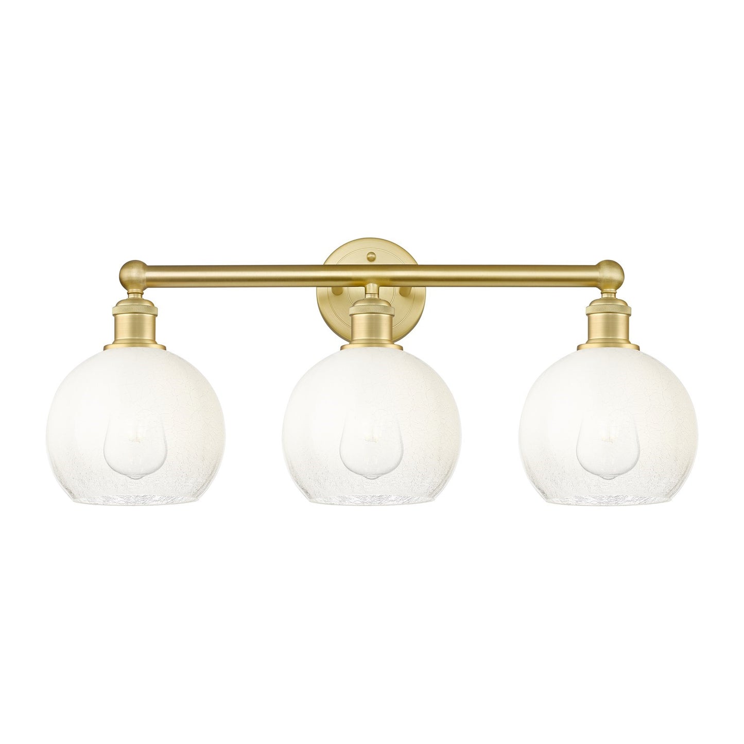 Innovations Brookhaven Globe 26in 3-Light Bath Vanity Light | Industrial Satin Gold Steel and Opal Glass | Bathroom Vanity | Model 616-3W-SG-G483-8OP