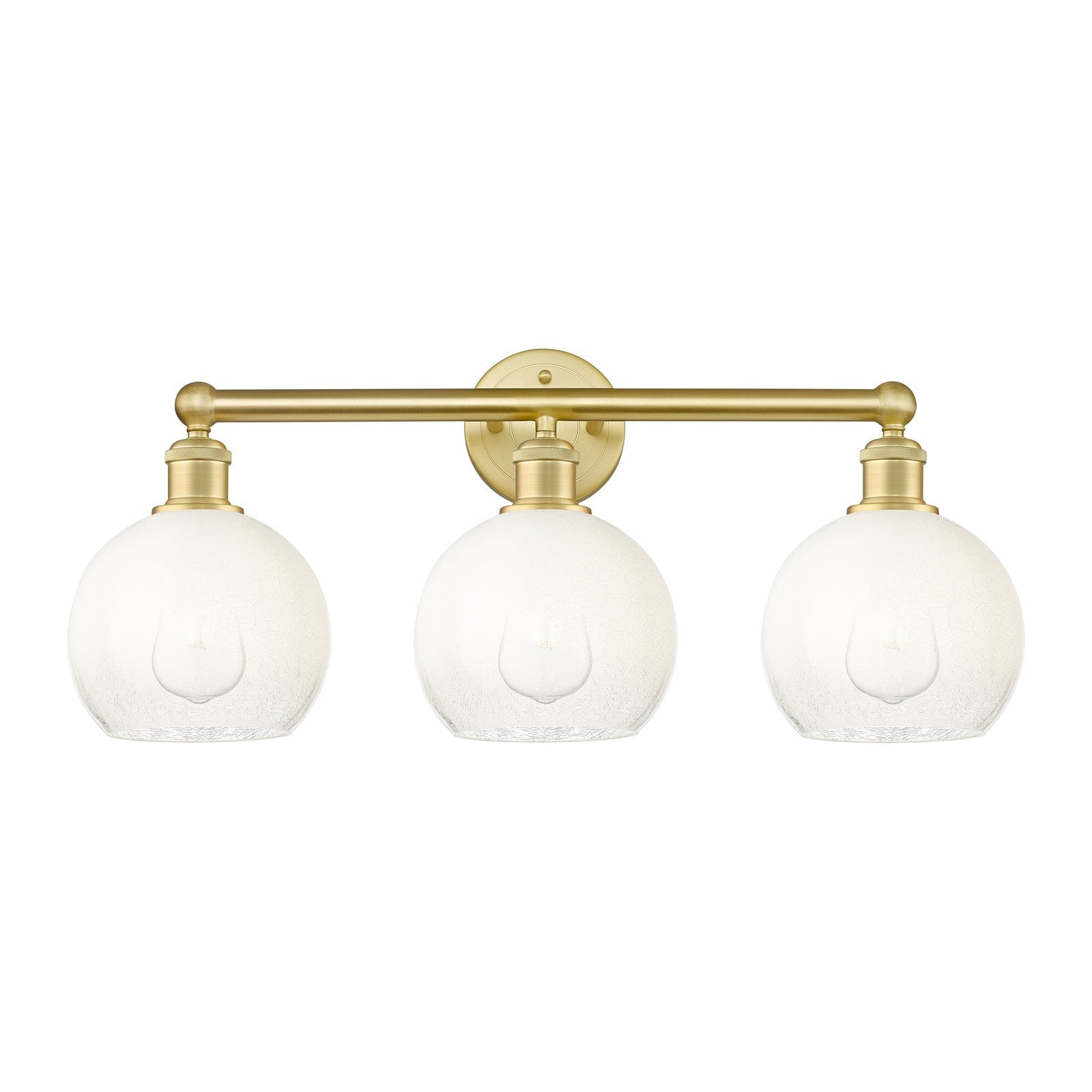 Innovations Brookhaven Globe 26in 3-Light Bath Vanity Light | Industrial Satin Gold Steel and Opal Glass | Bathroom Vanity | Model 616-3W-SG-G483-8OP