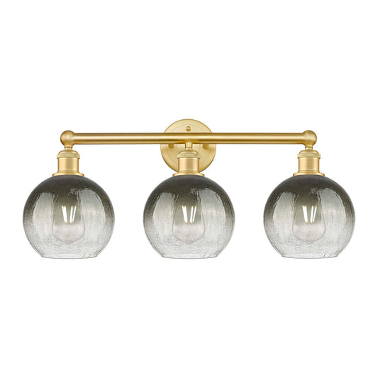 Innovations Brookhaven Globe 26in 3-Light Bath Vanity Light | Industrial Satin Gold Steel and Slate Glass | Bathroom Vanity | Model 616-3W-SG-G483-8SL