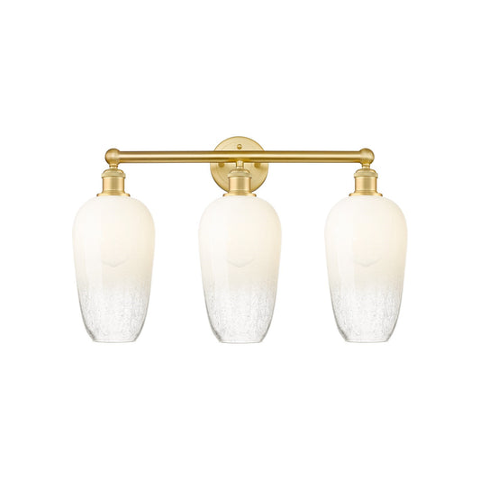 Innovations Brookhaven Flute 25in 3-Light Bath Vanity | Industrial Modern Satin Gold Steel and Opal Glass | Damp Rated Bathroom | Model 616-3W-SG-G484-7OP
