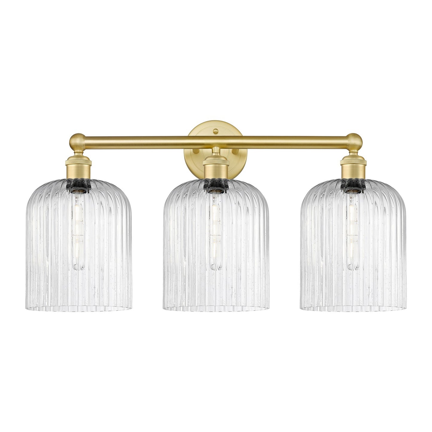 Innovations Bridal Veil 23in 3-Light Bath Vanity | Art Nouveau Satin Gold Steel and Seedy Ribbed Glass | Bathroom Vanity Light | Model 616-3W-SG-G559-8SDY