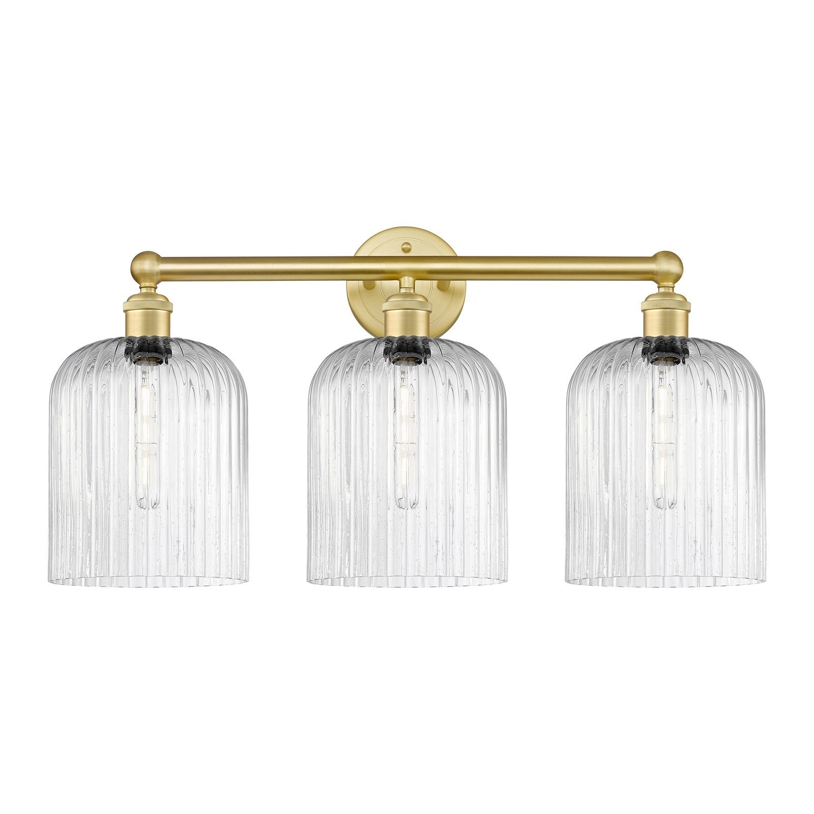 Innovations Bridal Veil 23in 3-Light Bath Vanity | Art Nouveau Satin Gold Steel and Seedy Ribbed Glass | Bathroom Vanity Light | Model 616-3W-SG-G559-8SDY