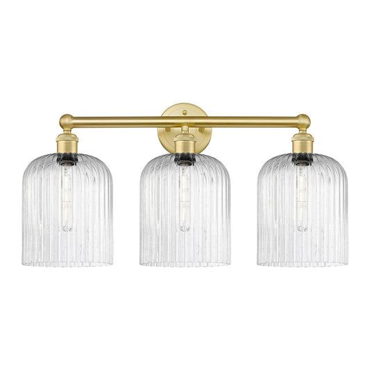 Innovations Bridal Veil 23in 3-Light Bath Vanity | Art Nouveau Satin Gold Steel and Seedy Ribbed Glass | Bathroom Vanity Light | Model 616-3W-SG-G559-8SDY