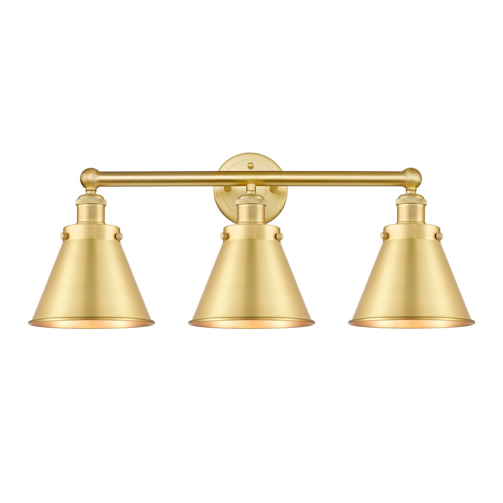 Innovations Appalachian 26in 3-Light Bath Vanity Light | Industrial Satin Gold Steel and Cast Brass with Satin Gold Metal Cone | Model 616-3W-SG-M13-SG