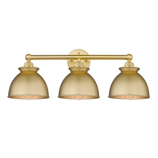 Innovations Adirondack 26in 3-Light Bath Vanity Light | Industrial Farmhouse Satin Gold Steel and Satin Gold Metal Shade | Model 616-3W-SG-M14-SG