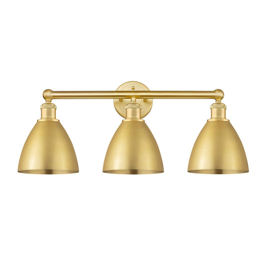 Innovations Bristol 26in 3-Light Bath Vanity Light | Industrial Farmhouse Satin Gold Steel and Cast Brass with Satin Gold | Model 616-3W-SG-MBD-75-SG