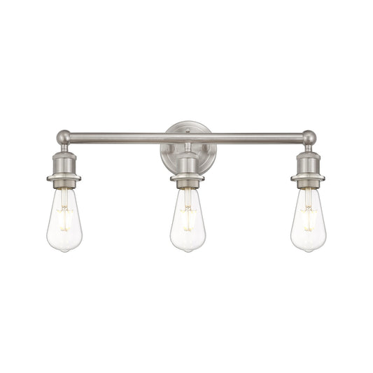 Innovations Edison 21in 3-Light Bath Vanity Light | Industrial Satin Nickel Steel and Cast Brass | Bathroom Vanity | 21.38 x 6 x 6.25 in | Model 616-3W-SN