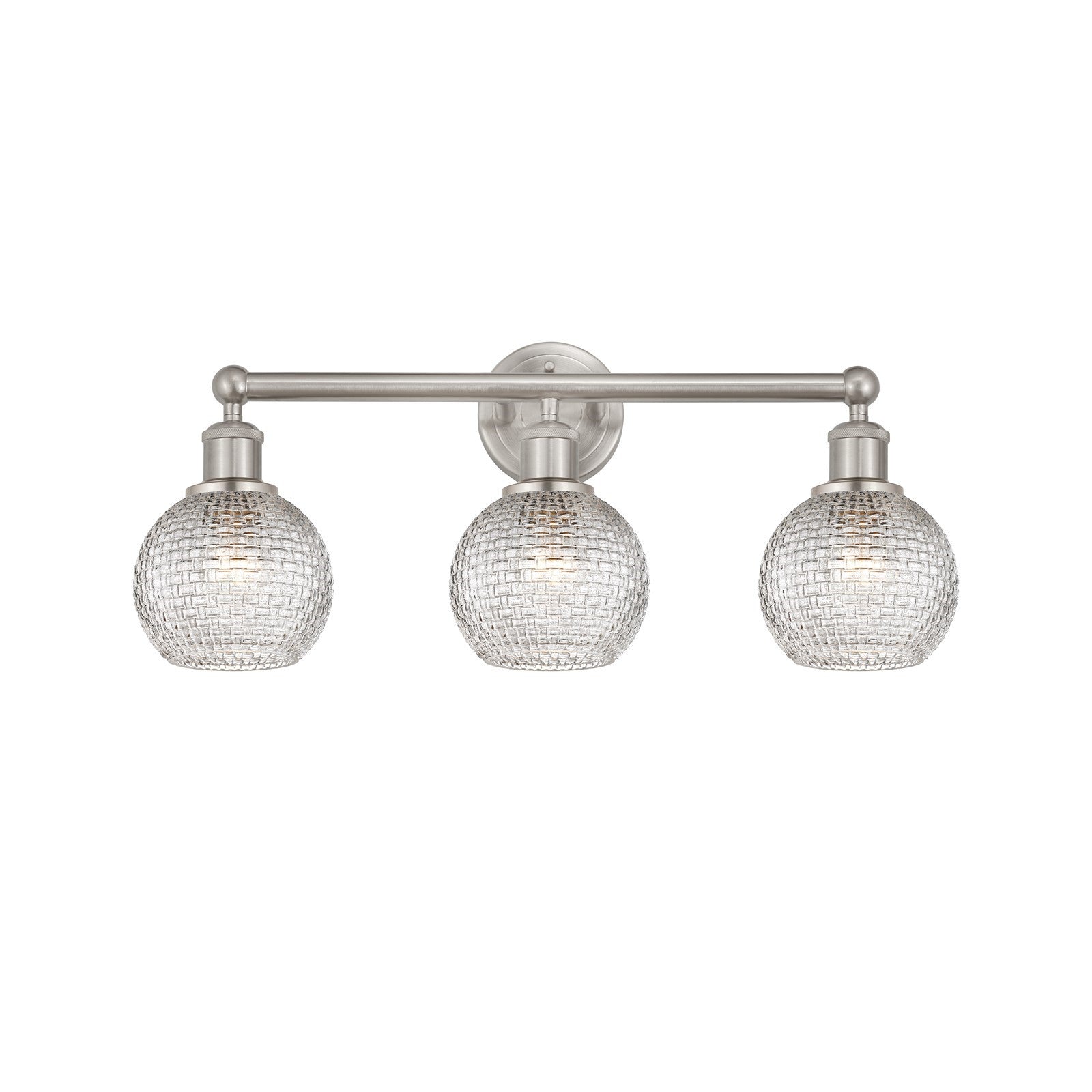 Innovations Athens 24in 3-Light Bath Vanity | Modern Farmhouse Brushed Satin Nickel and Clear Basket Weave Glass | Bathroom | Model 616-3W-SN-G122C-6CL