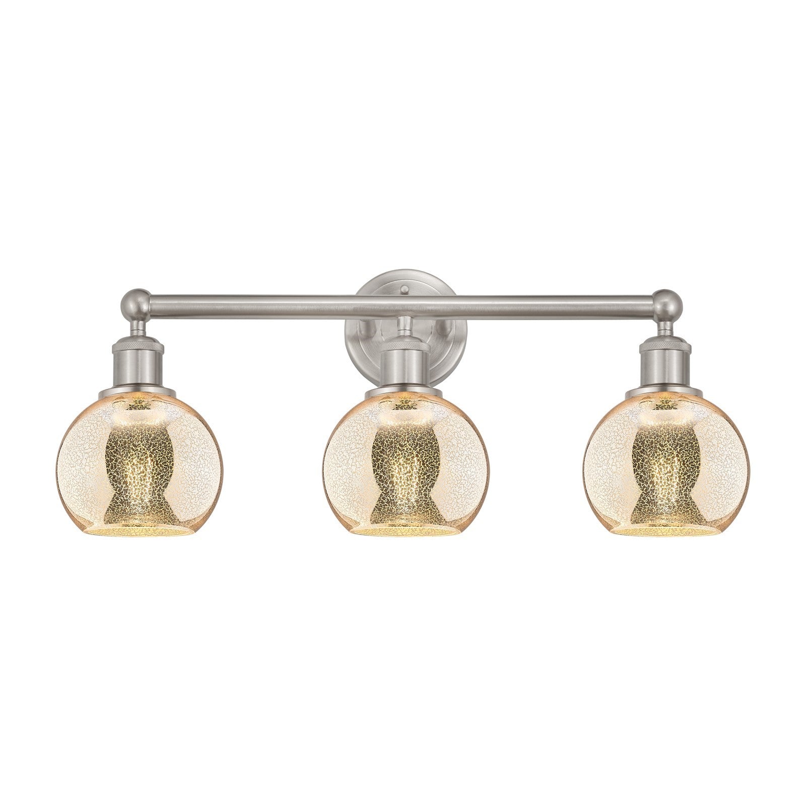 Innovations Athens 24in 3-Light Bath Vanity Light | Industrial Brushed Satin Nickel Steel and Mercury Glass | Bathroom Vanity | Model 616-3W-SN-G128-6