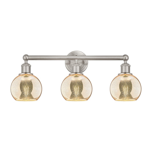 Innovations Athens 24in 3-Light Bath Vanity Light | Industrial Brushed Satin Nickel Steel and Mercury Glass | Bathroom Vanity | Model 616-3W-SN-G128-6
