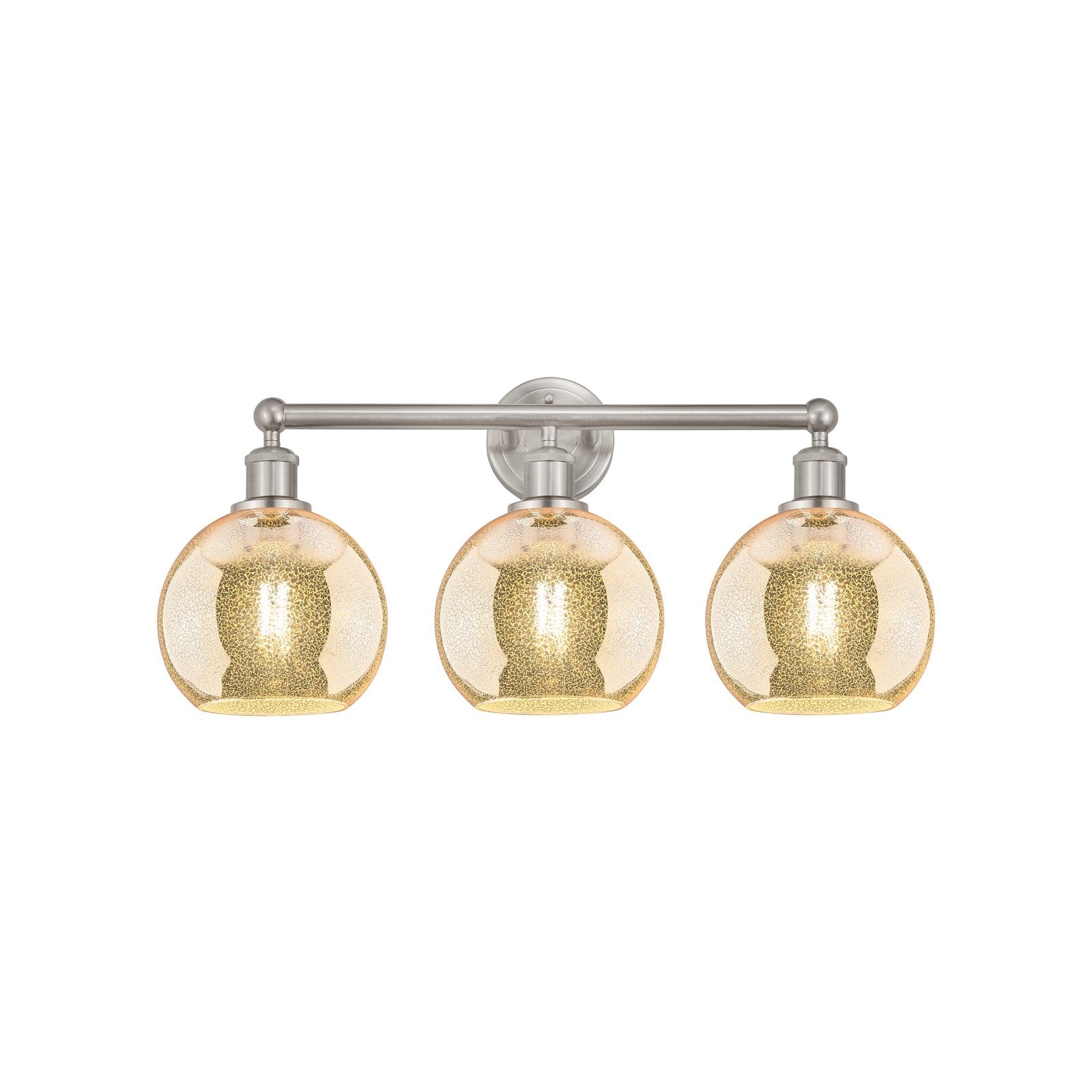 Innovations Athens 26in 3-Light Bath Vanity Light | Industrial Satin Nickel Steel and Mercury Glass | Bathroom Vanity & Powder | Model 616-3W-SN-G128-8